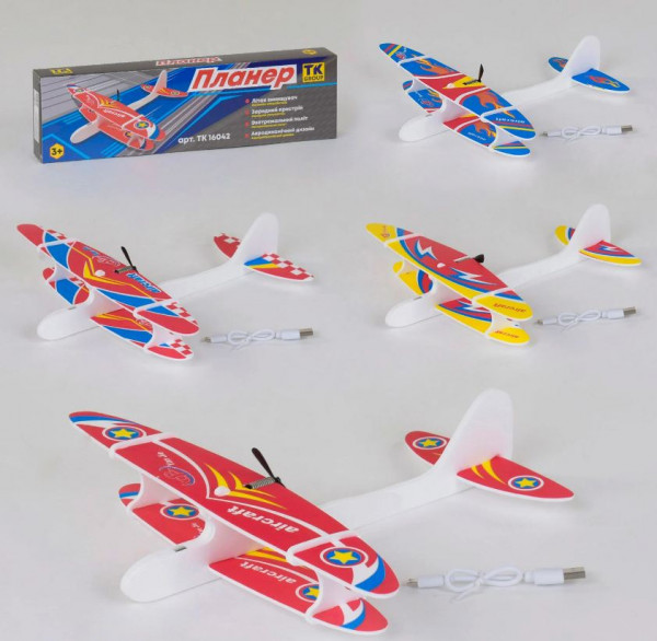 Самолет детский F 32102/16042, с электромотором, на аккумуляторе, USB кабель, длина 28 см